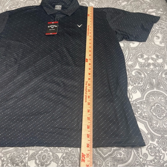 Callaway Mens XL Golf Polo Shirt Opti Dri Golf Club Chevron Pattern Black NWT - Picture 6 of 9